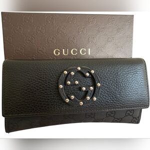 AUTHENTIC BLACK GUCCI SOHO STUDDED WALLET